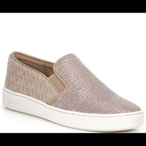 MICHAEL Michael Kors Keaton Glitter Logo Print Slip-On Sneakers 9M